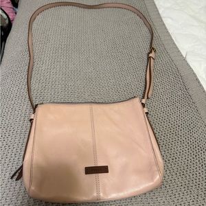Fossil Pink Leather Crossbody Bag with Adjustable Strap